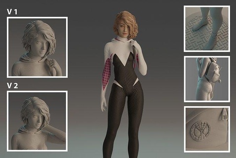 gwen stacy statue spider spiderverse spidergwen spiderman peter parker peterparker web insect babe anime girl figurines marvel dc super hero woman art sculptures 3d print model - Mito3D