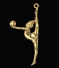 gymnastique fille pendentif athlète sport jeux olympiques argent or pom girl bande bijoux pendentifs 3d print model - Mito3D