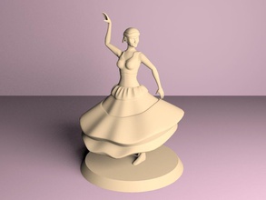 gypsy dancer female barefoot spanish statue music art dress fashion miniature woman games toys 3d print model - Mito3D
