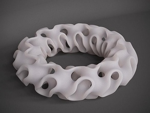 gyroid torus bracelet jewelry bangle mathematical art geometric shape pendant blender eevee stl printable 3d printed math abstract 3d print model - Mito3D