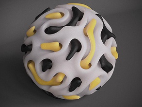 gyroid triple esfera art la bola de el orbe mundo esférica isosuperficie stressball estrés aliviador matemática escultura 3d print model - Mito3D