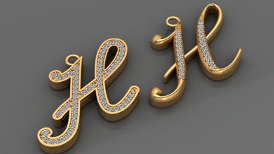 h mektup elmas kolye 3d takı mücevher yazdırılabilir altın 18k 14k gergedan moda kadın gül yüzük bilezik hh 3d print model - Mito3D