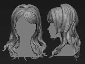 hair 12 printable art hairs female character strand hairstyle sculptures 3d print model - Mito3D