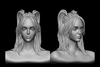 hair 18 girl head woman hairstyle salon body mesh realistic women headwear character ponytail double cute fashion art 3d print model - Mito3D