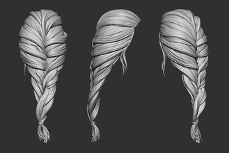 hair 20 mesh girl women braided tail salon headwear body fashion hairstyle realistic wig print 3d art 3d print model - Mito3D