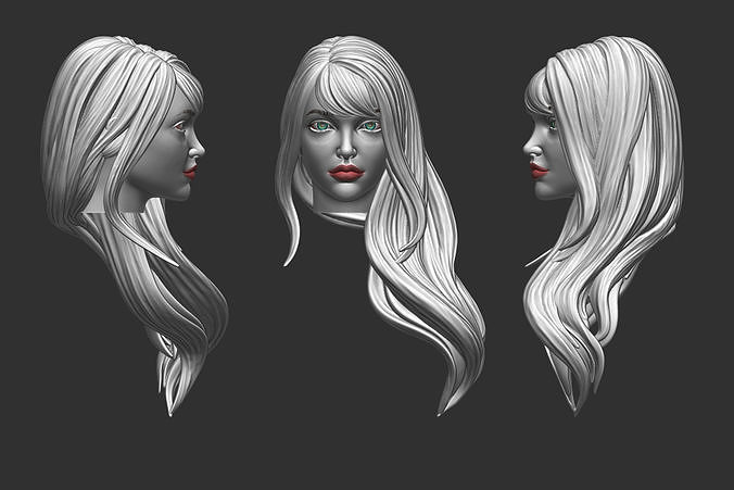 cabello 30 niña malla realista peinado salón Barbero cabeza peluca belleza mujer personaje Arte elegante cheveux peluquero moderno Corte pelo Moda 3D print model - Mito3D