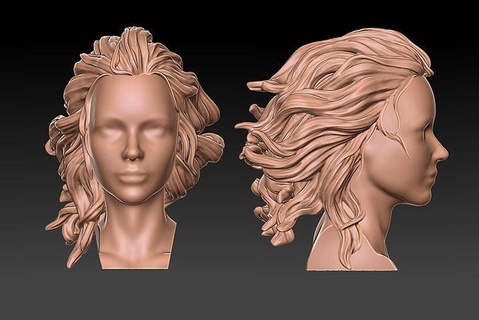 cabello 31 niña malla realista peinado salón Barbero cabeza peluca belleza mujer personaje Arte cheveux peluquero Corte pelo Moda ola 3d print model - Mito3D