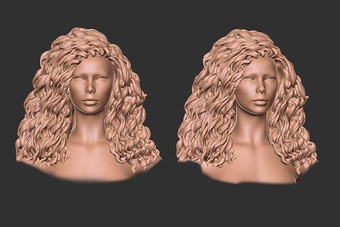 cabello 33 niña malla realista peinado salón Barbero cabeza peluca belleza mujer personaje Arte elegante peluquero moderno Corte pelo Rizado 3d print model - Mito3D