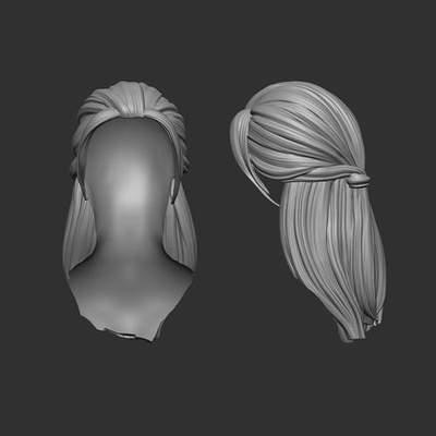 cabelo 5 peruca humano moda escultura menina cabeça penteado barbeiro salão beleza corte pessoa chapéu malha realista mulheres fêmea arte 3d print model - Mito3D