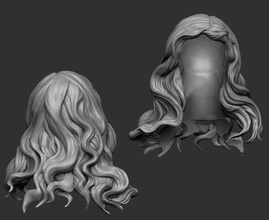 Haar-6 druckbare Kunst Haar strand Perücke weiblich Frisur Haare Charakter Skulpturen 3d print model - Mito3D