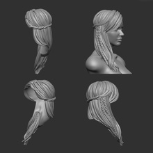 cabelo 7 cabeça mulher Penteado salão pessoa corpo malha realista mulheres esculturas chapéu peruca humano moda escultura menina arte banda 3d print model - Mito3D