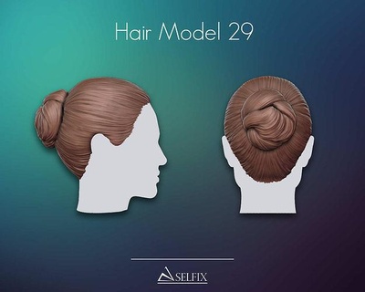 coiffure 29 tête portrait personnage art visage cheveux femelle femme femmes sculpture sculpter statue zbrush sculptures 3d print model - Mito3D