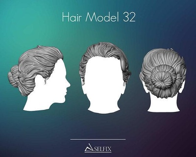 coiffure 32 tête femme personnage Humain portrait art sculpture visage cheveux sculptures 3d print model - Mito3D