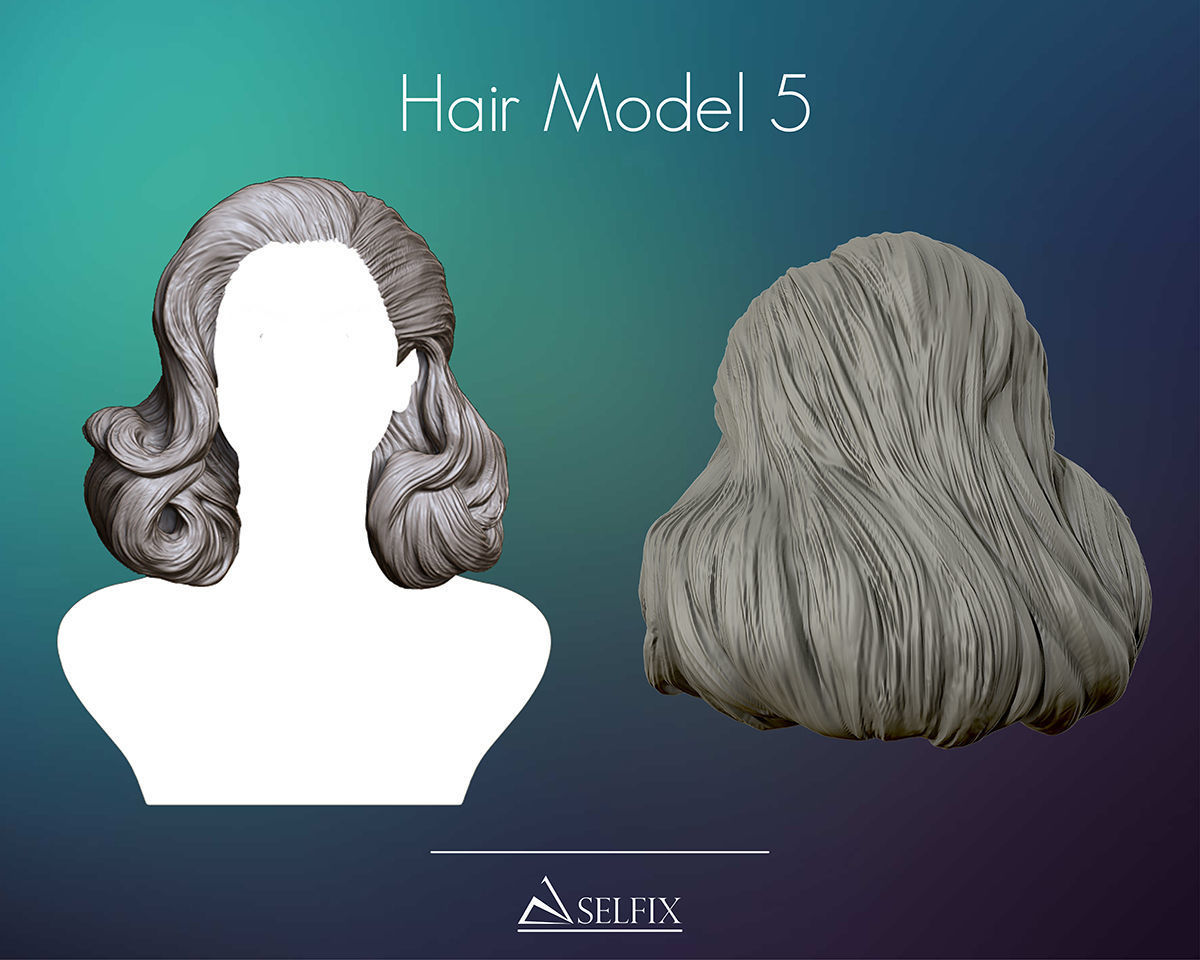 acconciatura modello 05 arte anatomia donna scultura capelli scolpire sculture femmina lunghi 3D print model - Mito3D