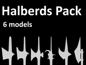 halberds pack halberd medieaval weapon spear bladed knight lance pike javelin historical history middleages toy toys 3d 3dprint games 3d print model - Mito3D