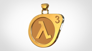 half-life 3 logosu kolye yarım hayat hl hl3 logo amblemi sembol oyun vana takı altın Gümüş 3d print model - Mito3D