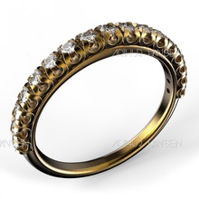 la moitié de bande bijoux solitaire l'anneau pave micropave cad imprimable conception 3d or d'argent stl ztl max 3ds zbrush les anneaux 3d print model - Mito3D