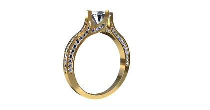 half carat center ring jewelry gem diamond jewel engagement wedding ladies gold fashion rings 3d print model - Mito3D