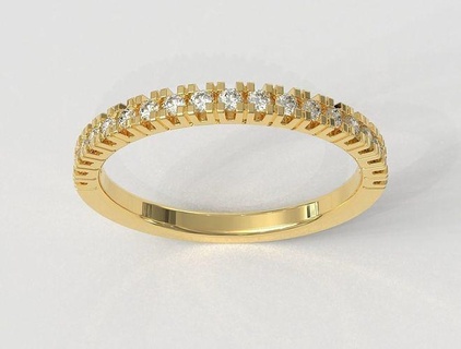 half diamond band ring rings gold jewelry pauloranieri trendy fashion classic modern silver wedding engagement 3d print model - Mito3D
