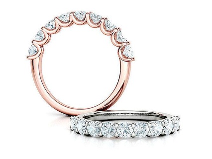 medio eternidad banda anillo forma puntas 3mm 9 Roca diamante joyería joya diamantes clásico 3dprint bandas Estados Unidos Canadá Europa unido estados reino cera modelo stl Boda anillos 3d print model - Mito3D