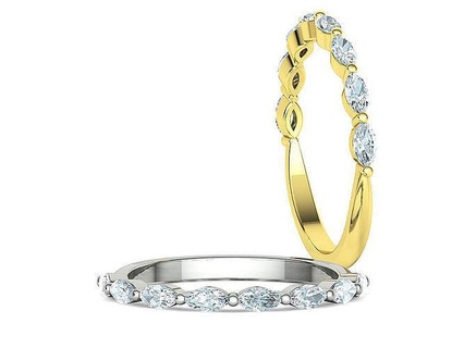 medio eternidad marquesa 4x2 banda anillo joyería joya bandas oro apilable diamante anillos canalla clásico Canadá Estados Unidos unido estados 3d print model - Mito3D