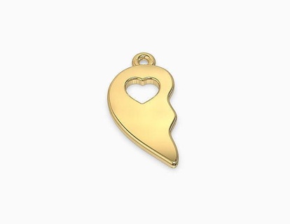 half heart pendant jewelry gold silver jewellery necklace fashion beauty printable pendants 3d print model - Mito3D