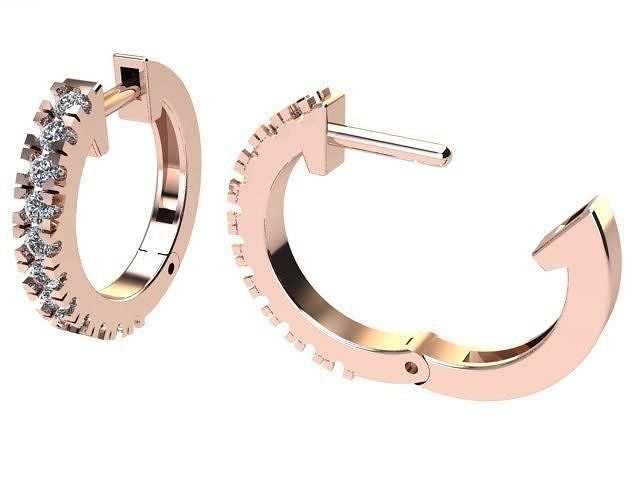 half infinity diamond hoop 1mm6 1mm earring earrings fashion jewelry trends luxury dainty gold rose antique modern unisex 3D print model - Mito3D