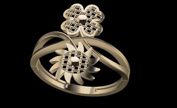 half ring rhino design jewelry silver jewel printable engagement diamond gold gem sterling white fashion wedding jewellery print platinum engagem 3d print model - Mito3D