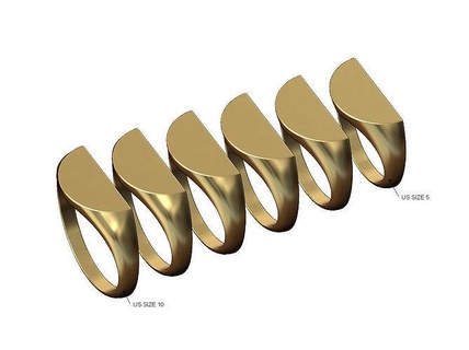 metà giro sigillo squillare us dimensioni 5to10 gioielleria stampabile oro argento sterlina incisione incidere lusso moderno dichiarazione moda Accessori 3d modello anelli 3d print model - Mito3D