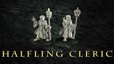halfling cleric hobbit wizard warlock monk magician ninth age wargame rpf rule games dungeon dragons holy priest bishop chess boardgame toys 3d print model - Mito3D