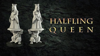 halfling queen chess fantasy fun girl war warhammer warrior thrones boardgame tabletop asterix wargame patreon presupported ninthage oldhammer crosslances chitubox games toys game accessories 3d print model - Mito3D
