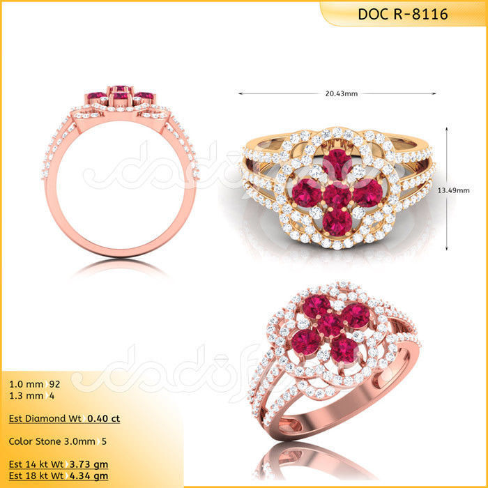 halka 116 gioielli oro anello argento gemma matrimonio stampabile di diamanti gioiello fidanzamento moda diamante d'oro cad rhino anelli nozze 3D print model - Mito3D