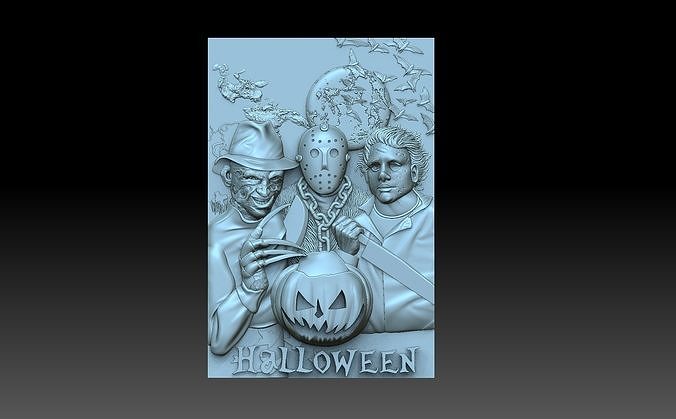 halloween plaque décor cnc décoration horreur sombre maniaques soulagement horreurs terreur panneau maniaque art 3D print model - Mito3D