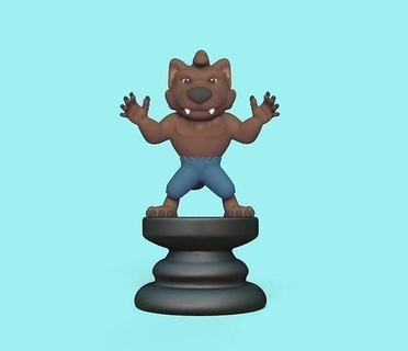 halloween chess - werewolf game boardgame art sculpture miniatures decorative cartoon cute board play pieces games knight toys 3d print model - Mito3D