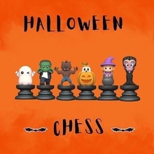 halloween chess game pieces sculpture miniatures decorative play statue cute art games toys board 3d print model - Mito3D