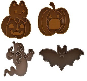 halloween cookie cutters set bat pumpkin ghost house kitchen dining 3d print model - Mito3D
