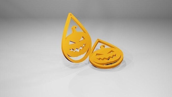halloween earring pumpkin keychain conceptual jewelry earrings 3d print model - Mito3D