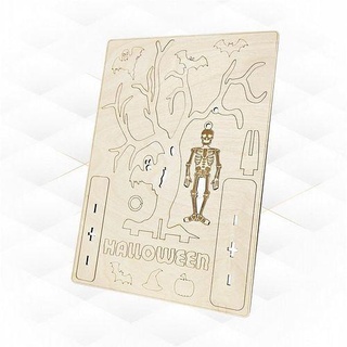 Halloween regalo carta design laser tagliare carte vacanza arredamento scheletro silhouette taglio modello incisione vettore cnc Piano Casa 3d print model - Mito3D