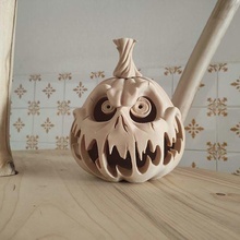 halloween pumpkin candle holder horror toy gift sculpture decoration art funny office house vegetable decor House 3d print model - Mito3D