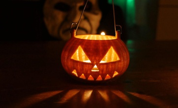 halloween pumpkin candle house lampion tealight creepy trick treat orange scary spooky horror october decor 3d print model - Mito3D