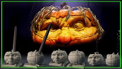 halloween pumpkin covid-19 complete kit - personal creature 3d print 2020 carved design horror spooky character miniture art sculptures keychain bucket penholder games toys 3d print model - Mito3D