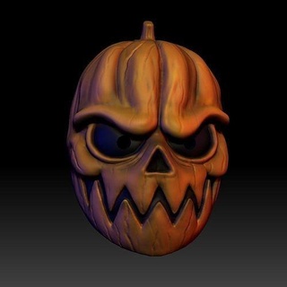 halloween pumpkin mask carve scary horror vicious evil fantasy fictional creature creepy head art design sculpture sculptures 3d print model - Mito3D