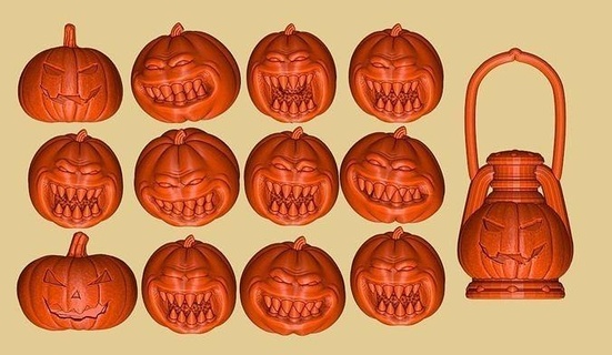 halloween pumpkin pack monster scary horror haunted fantasy house games toys 3d print model - Mito3D