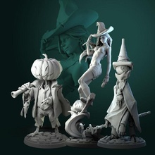 halloween witch bundle pre-supported pumpkin miniatures dnd pathfinder tabletop sci fi fantasy highdetail sculpt figurine game boardgame 3dminiatures 3dprinting games toys board 3d print model - Mito3D