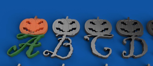 citrouille d'halloween 3d lettres stl fichier texte police caractère alphabet 3dprint 3dmodel lettre halloween langue polices crâne gadgets décoration type 3dletters 3dletter loisir diy 3d print model - Mito3D