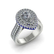 halo-er-pr-821 bijoux coucou halo la poire saphirs de l'engagement les anneaux 3d print model - Mito3D