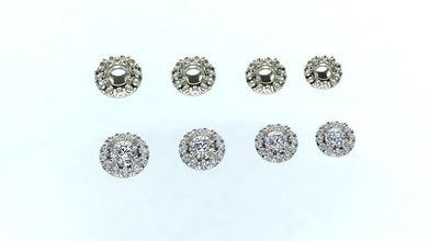 halo - stud diamond earing bonus combo 4 size jewelry jewel earrings 3d print model - Mito3D