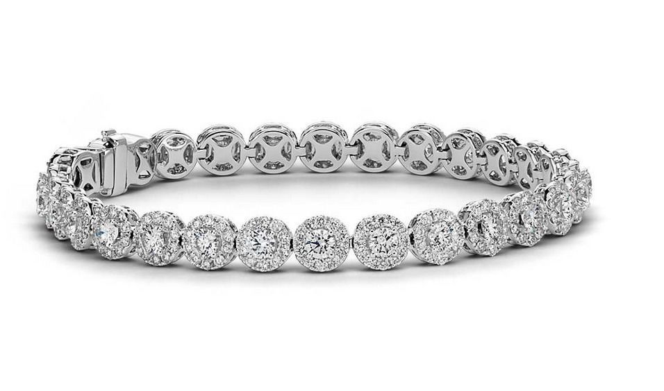 Halo bracelet 129 diamant or bijoux argent imprimable bague bijou mariage engagement gemme blanc sterling platine Collier brillant mode 3D print model - Mito3D