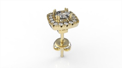 halo cushion diamond earring jewelry jewel gem earrings 3d print model - Mito3D