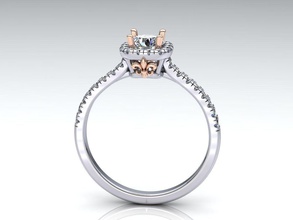 halo coussin bague fleur lys engagement acheter 3d modèle diamant tiffany bijoux 3dprint anneaux 3d print model - Mito3D